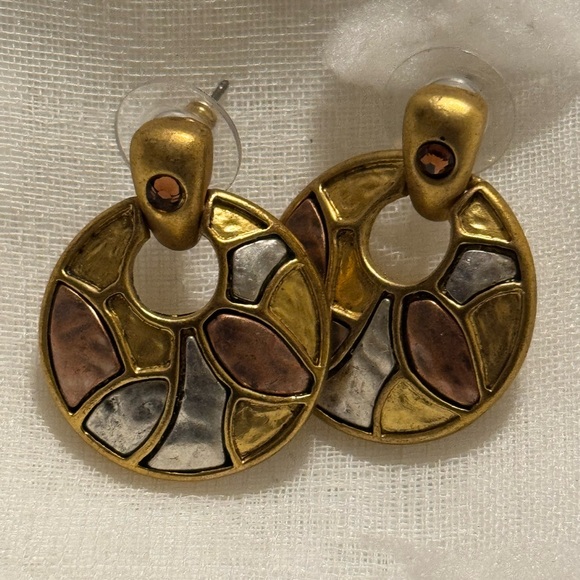 Chico's Jewelry - Chico’s Gold and Silver Mosaic Door Knocker Earrings